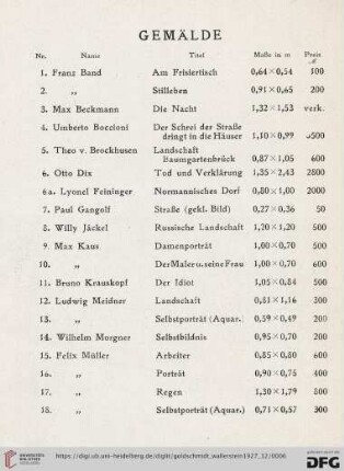 Gemälde (Nr. 1-24)
