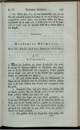 Siebenter Abschnitt. Von der Kugel und den Theilen derselben.