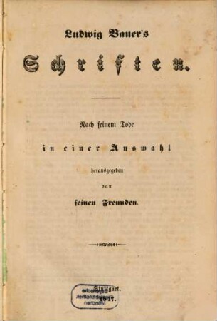 Ludwig Bauer's Schriften
