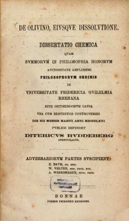 De olivino, eiusque dissolutione : Diss. inaug. chem.