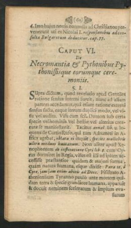 Caput VI. De Necromatia & Pythonibus Pythonissisque eorumque ceremoniis.