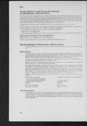 Frauenstudien und Frauenforschung an Hamburger Hochschulen