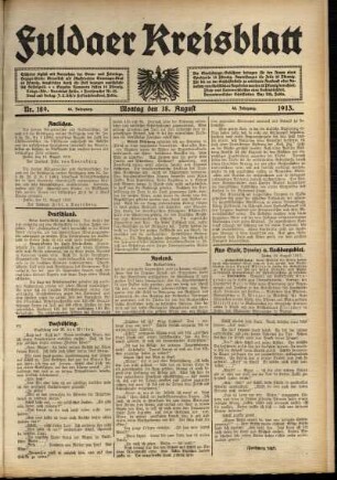 Ausgabe vom Montag, den 18. August 1913.