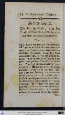 Zweytes Capitel. Von der Erbsünde, oder der Quelle alles moralischen Verderbens, und denen moralischen Naturkraften.