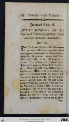 Zweytes Capitel. Von der Erbsünde, oder der Quelle alles moralischen Verderbens, und denen moralischen Naturkraften.