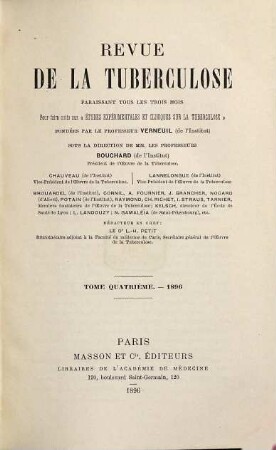 Revue de la tuberculose. 4. 1896