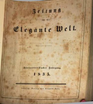 Zeitung für die elegante Welt : Mode, Unterhaltung, Kunst, Theater, 35. 1835