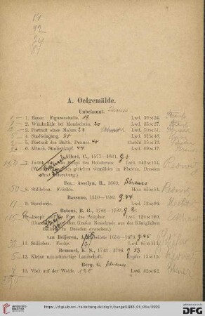 A. Oelgemälde (Nr. 1- 155)