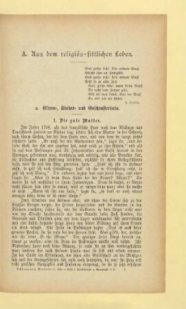 A. Aus dem religiös-sittlichen Leben