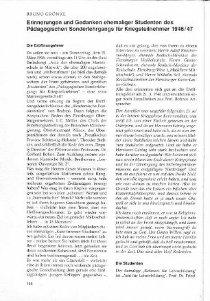 Erinnerungen und Gedanken ehemaliger Studenten des Pädagogischen Sonderlehrgangs für Kriegsteilnehmer 1946/47