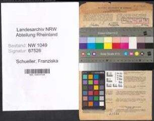 Entnazifizierung Franziska Schueller , geb. 26.08.1898 (Postbeamtin)