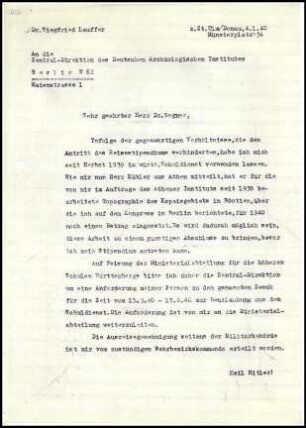Anlage I. S. Lauffer an M. Wegner