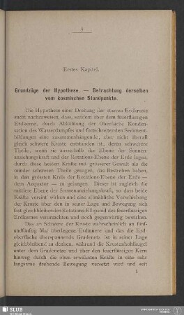 Erstes Kapitel. Grundzüge der Hypothes - Betrachtung derselben vom kosmischen Standpunkte
