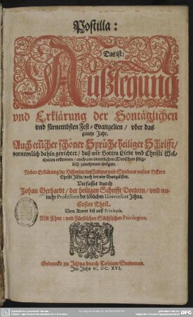 Postilla, d. i. Auslegung der Sonn- und Festtags-Evangelien