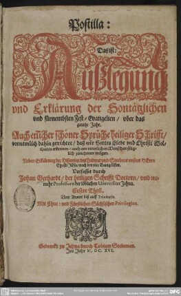 Postilla, d. i. Auslegung der Sonn- und Festtags-Evangelien
