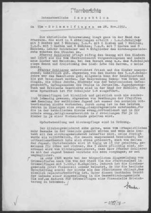Grimmelfingen: Inspektionsbericht 1952