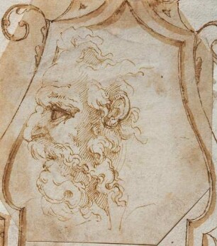 Skizze eines männlichen Kopfes nach links