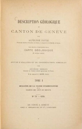 Description géologique du canton de Genève, 1