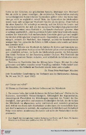 25: Aut Caesar aut nihil? : 10 Thesen zur Dominanz des Bellum Gallicum auf der Mittelstufe
