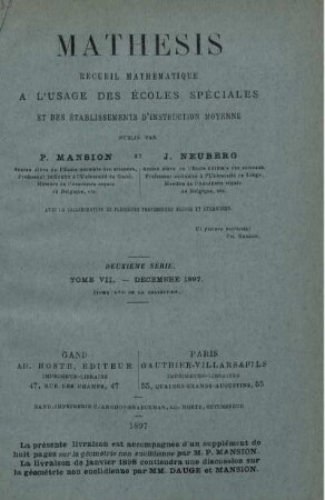 TOME VII. - DÉCEMBRE 1897.