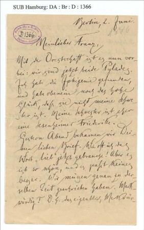Brief an Franz Oppenheimer