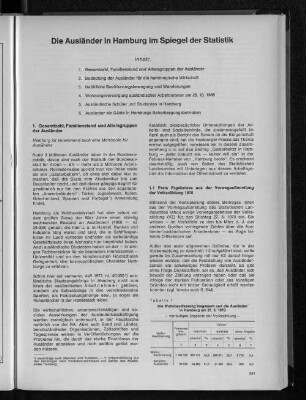 Tabelle 1: Die Wohnbevölkerung insgesamt und die Ausländer in Hamburg am 27.5.1970