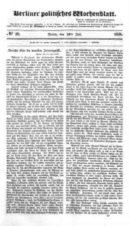 No 29, 16. Juli 1836
