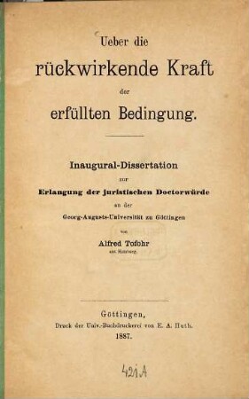 Über die rückwirkende Kraft der erfüllten Bedingung