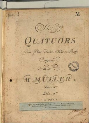 Six quatuors pour flute, violon, alto et basse : oeuvre IV