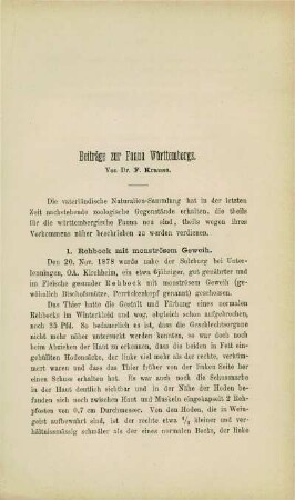 Beiträge zur Fauna Württembergs