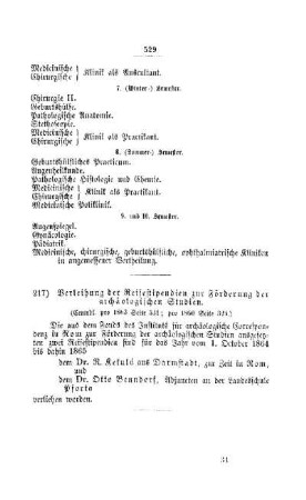 Verleihung der Reisestipendien zur Förderung der archäologischen Studien : [II. Akademien und Universitäten]