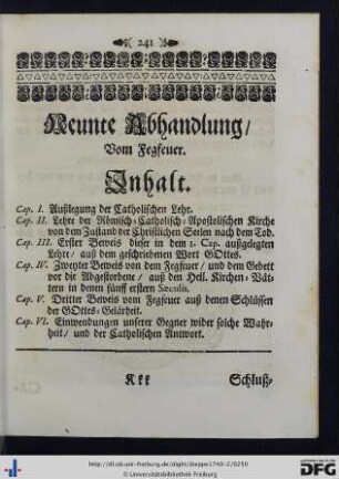 Neunte Abhandlung.