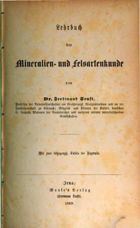 Lehrbuch der Mineralien- und Felsartenkunde