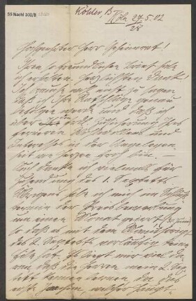Brief an Ludwig Strecker <senior> und B. Schott's Söhne : 27.05.1902