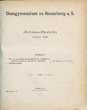 Jahres-Bericht : Ostern .... 1891/92