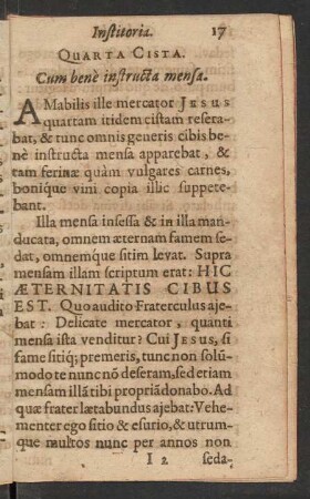 Quarta Cista. Cum bene instructa mensa.