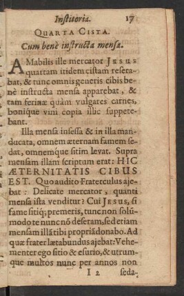 Quarta Cista. Cum bene instructa mensa.