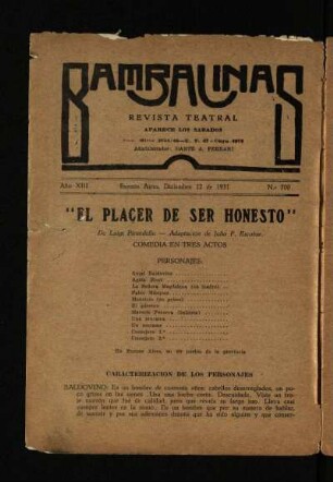 El placer de ser honesto : comedia en tres actos