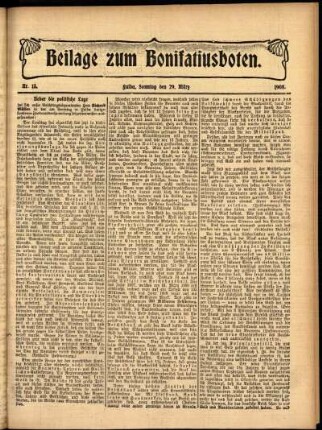 Zweite Ausgabe vom Sonntag, den 29. März 1908.