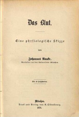 Das Blut : eine physiologische Skizze