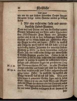 I. Als eine recht-reine / helle und unverdunkelte Liebes-Flamme