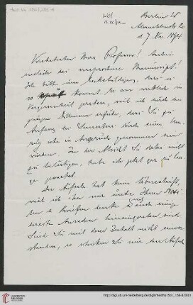 Korrespondenz Otto Puchstein/Carl Bezold: Brief von Otto Puchstein an Carl Bezold
