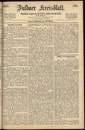 Ausgabe vom Mittwoch, den 23. April 1879.