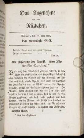 Das zwanzigste Stück. Montags, den 17. May 1756.