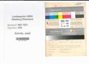 Entnazifizierung Josef Schmitz , geb. 23.06.1885 (Postbeamter)