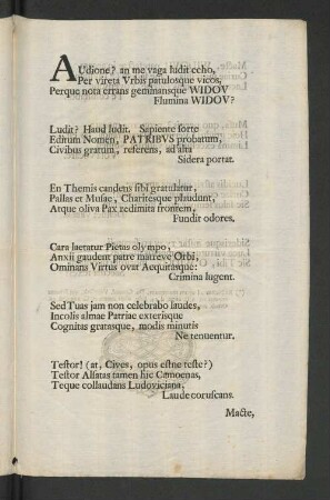 [Senatorios Honores Viro Nobilissimo, Amplissimo Ivrisque Consvltissimo, Domino, Conrado Widovio, Qvos A. C. M D CCXVIII, ... ]