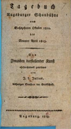 Augsburger Theater-Journal. 1812/13, 16. Nov. - 9. Apr. = 7