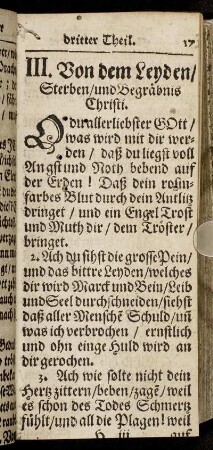 III. Von dem Leyden/ Sterben/ und Begräbnis Christi.