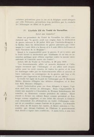 IV. L'article 231 du Traité de Versailles