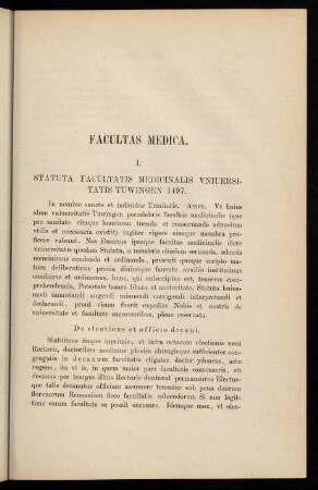 301-309, I. Statuta Facultatis Medicinalis Universitatis Tuwingen 1497